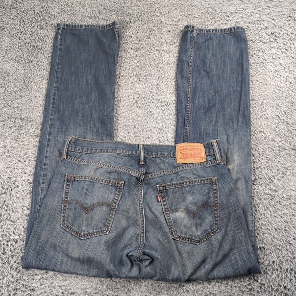 Levis 514 Jeans Men 34X34 Blue Normcore Distressed Outdoor Chore Straight Leg - Picture 1 of 10